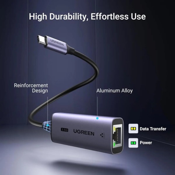 Фото - Переходник USB Type-C - RJ-45 UGREEN USB 3.0 Type-C --> Ethernet RJ45 2.5Gb CM648 Black (25052)
